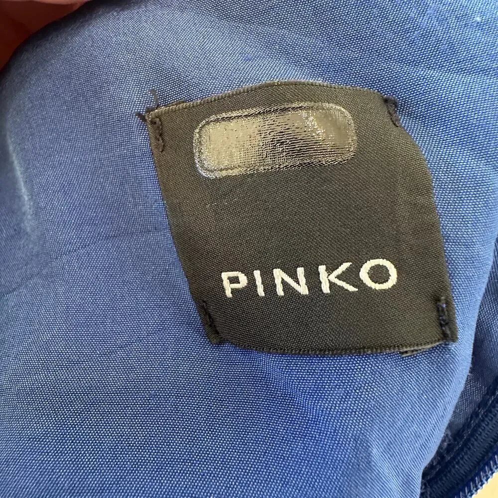 Pinko Blue Twist Sheath Dress Size 4 Career Polished Long Sleeve Designer $375 - Picture 9 of 9